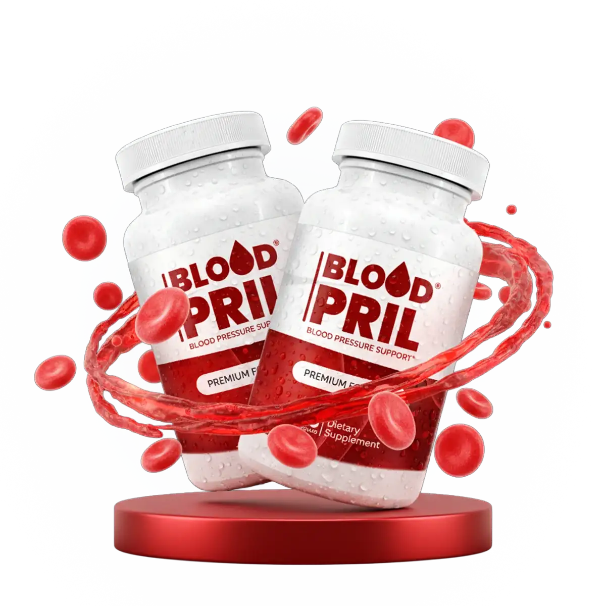 Two bottles of BloodPril blood pressure and circulation support supplement