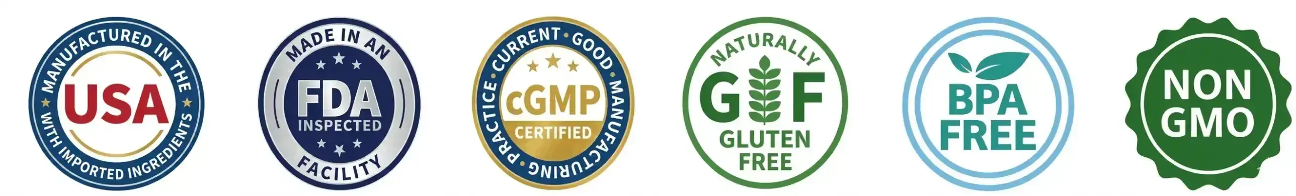 BloodPril quality badges: manufactured in the USA, GMP certified facility, third-party lab tested
